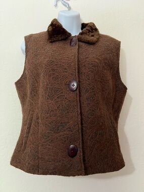 Tsunami Vintage Textured Brown Button Front Vest